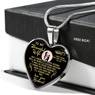 Romantic To My Wife - Thank You For Sharing Your Life - Husband Wife Heart Pendant Necklace - Gold Plated Luxury Heart Necklace
